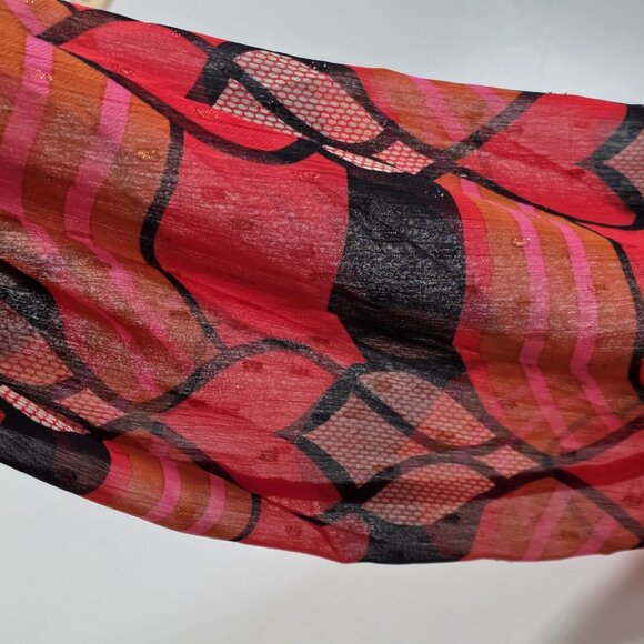 Rachel Zoe Top Womens M Multicolor Hearts Artsy Pullover Tie Neck Blouse LS Boho - Picture 12 of 16